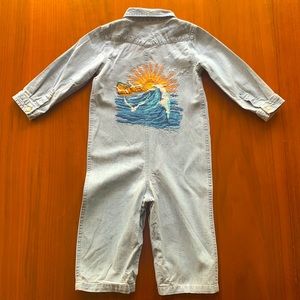 Ralph Lauren Chambray Embroidered Jumpsuit